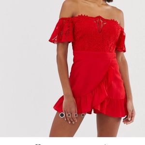 Love Triangle. Lace top romper. ASOS